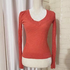 Express Coral V-Neck Sweater